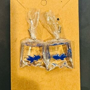 Cute fish-in-plastic-bag earrings